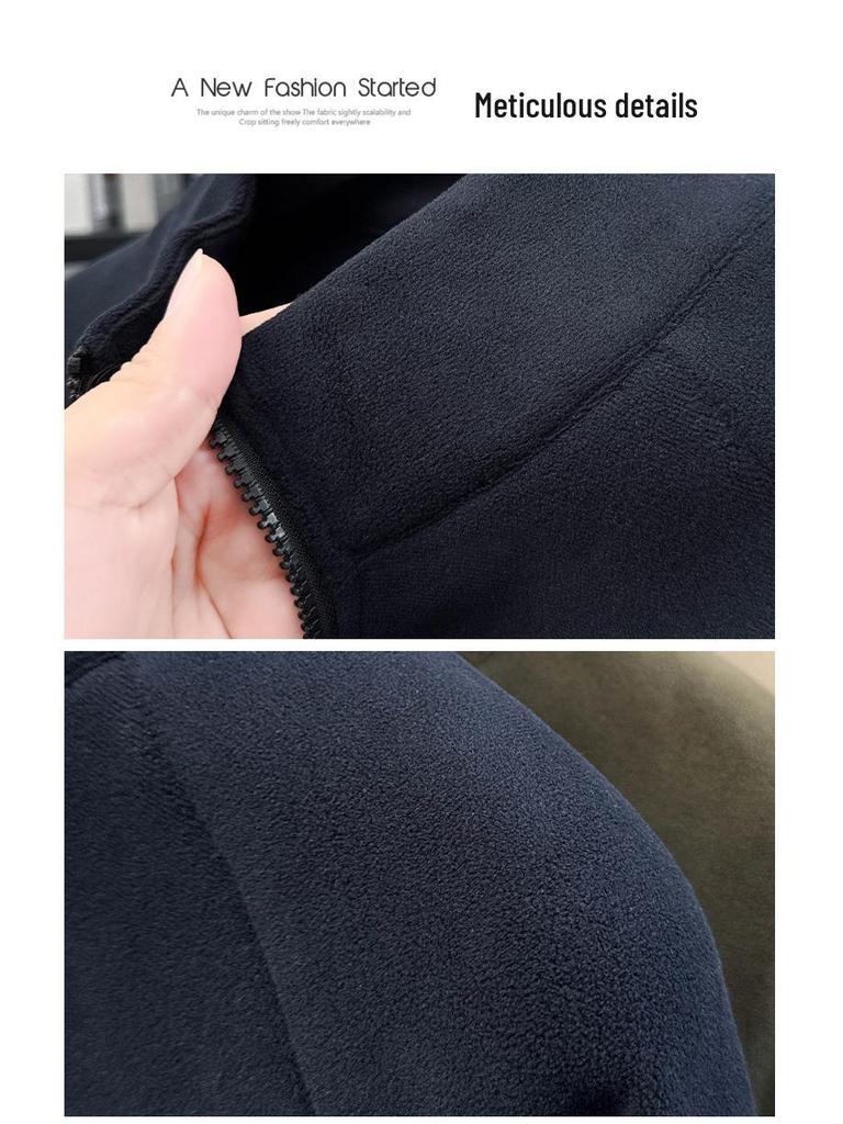 Herren Stickerei Wolle Plüsch Halbreißverschluss Hoodie - Verdicktes Herbst/Winter Basisschicht Oberteil