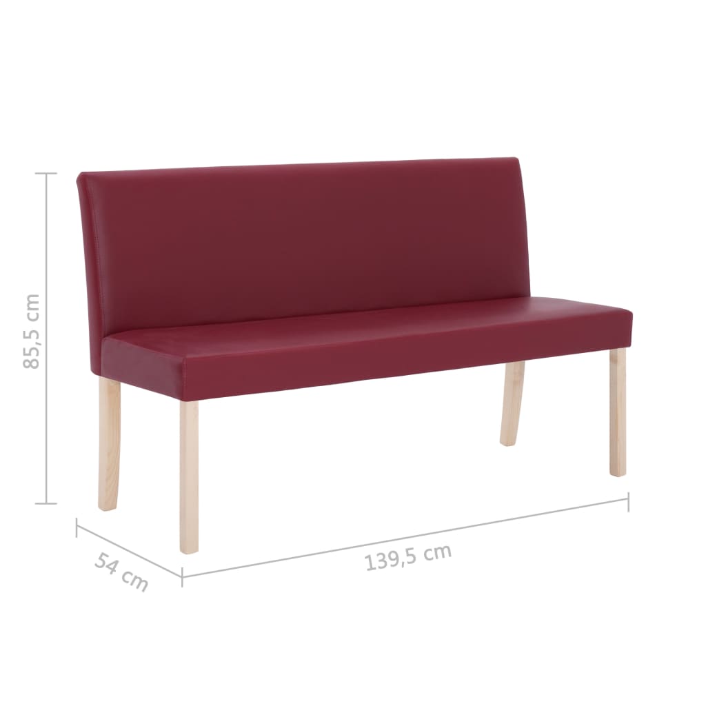 Bench 139.5 cm Burgundy Artificial Leather