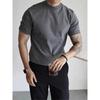 Mens Antibacterial Half Turtleneck Short Sleeve Solid Casual T Shirt