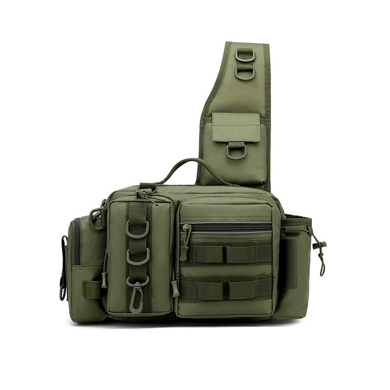 Men's Tactical Multi-Functional Fishing Waist Bag - Large Capacity, Waterproof, Single Rod Storage, Cross-Body Outdoor Backpack