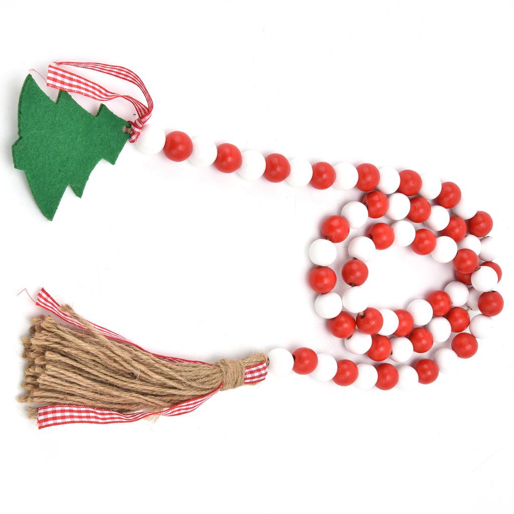 Dřevěná korálková girlanda Vlna na vánoční stromek Dřevěné korálkové ozdoby pro domácí festivalovou dekoraci(Červené