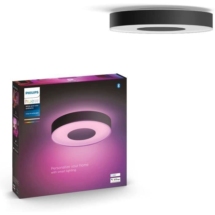 Philips hue white and color ambiance medium noir led ntérieur fonctionne avec alexa, google assistant et apple homekit plafonnier