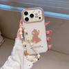 Minimalist Brown Polka Dot Little Bear Chain Phone Case for iPhone 17/16 Pro Max/15 Pro