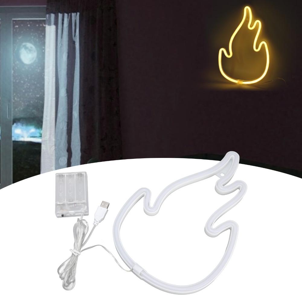 Modern Flame Neon Sign 5V Hanging LED Light Sign USB or Battery Powered Neon Lights Home Office