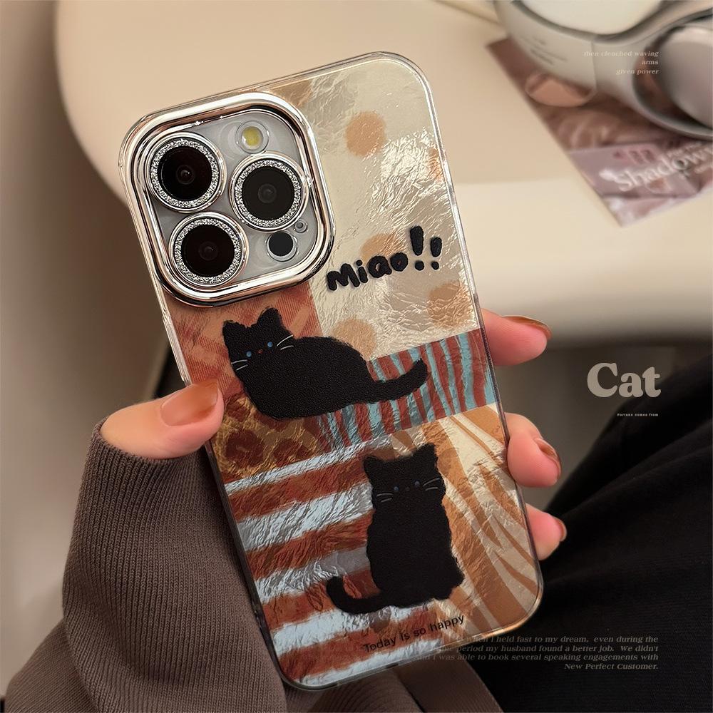 Leopard Print Cat Mobile Phone Case Suitable for 17 Apple 16pro Max Lens Film Iphone13 Anti-fall 12 Retro 15