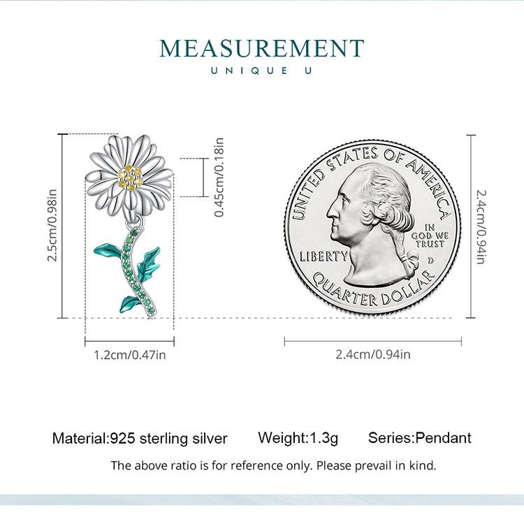 BAMOER 925 Sterling Silber farbiger Blumenanhänger Gänseblümchen-Charms passen zum Selbermachen von Armbändern und Armreifen, Libellen-Charms, feiner Schmuck