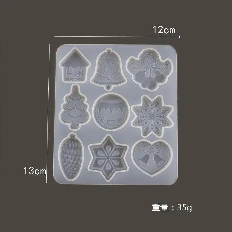 1 Pcs Christmas DIY Crystal Epoxy Mold Xmas Tree Snowflake Elk Pendant Keychain Listing Jewelry Silicone Mold Set Cookie Mold