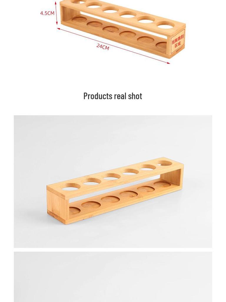 6-Compartment Bamboo & Wood Essential Oil and Perfume Bottle Display Rack