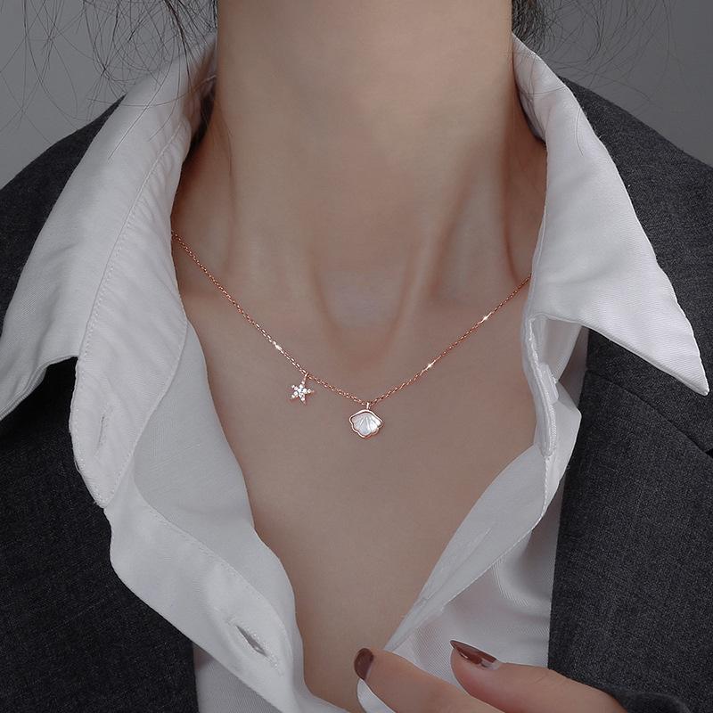 

Ожерелье из ракушек-звездочек, женский нишевый дизайн, подвесной светильник, роскошная нишевая летняя цепочка на ключицу