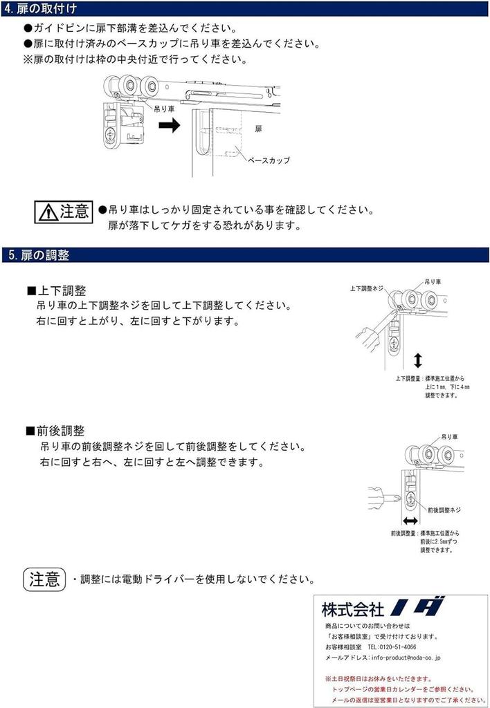 NODA P711 FDH-10 Interior Sliding Door with Top-Lifting Closer, Compatible with Atria and Binoye, October 2014 - Present