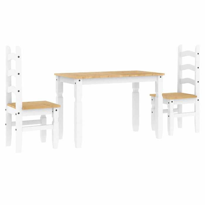 VidaXL Ensemble à manger Panama 3 pcs blanc bois de pin massif, ensemble de table à manger, table et chaises de cuisine, 3345196