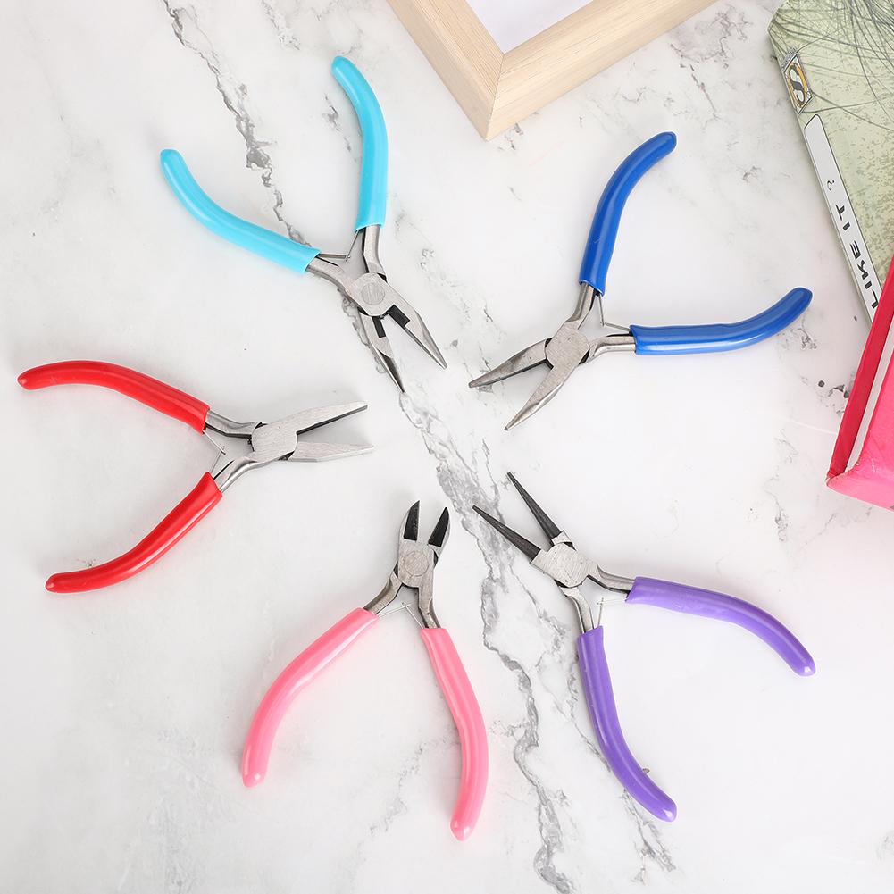 5pcs Mini Pliers Jewellery Making Pincers Flat Long Toothless Nose Clamp Wires Cutter Hand Tool