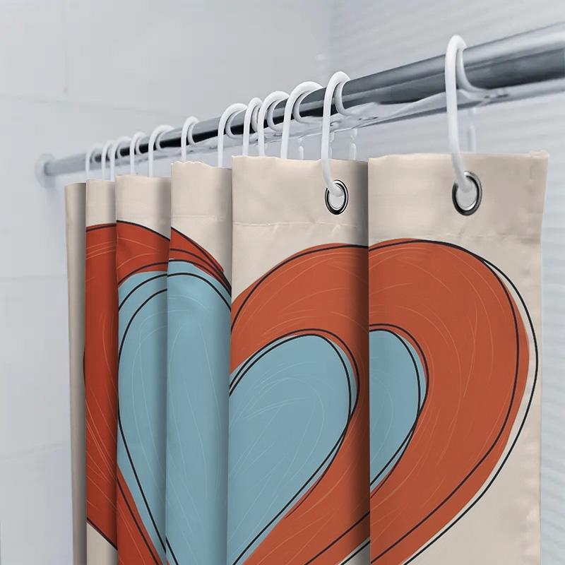 Red and Blue Heart Shower Curtain - Modern Bathroom Decor 90X180cm