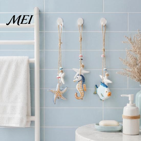Coastal Style Room Accents Mediterranean Nautical Wall Hanging Decor, Handcrafted Wooden Ocean Ornaments, Decorative Pendants with Sea Animal