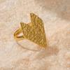 Golden Plated Hammered Arrow-Shaped Open Adjustable Ring for Women Abstract Statement Jewelry Gift