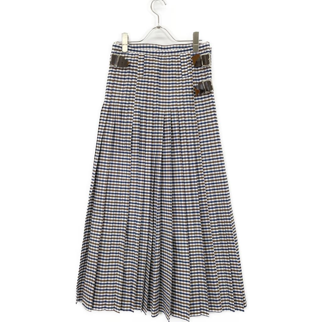 MADISON BLUE 23 year made MB231-6007 QUILT MAXI SKIRT M.GINGHAM skirt XS brown/navyUsed