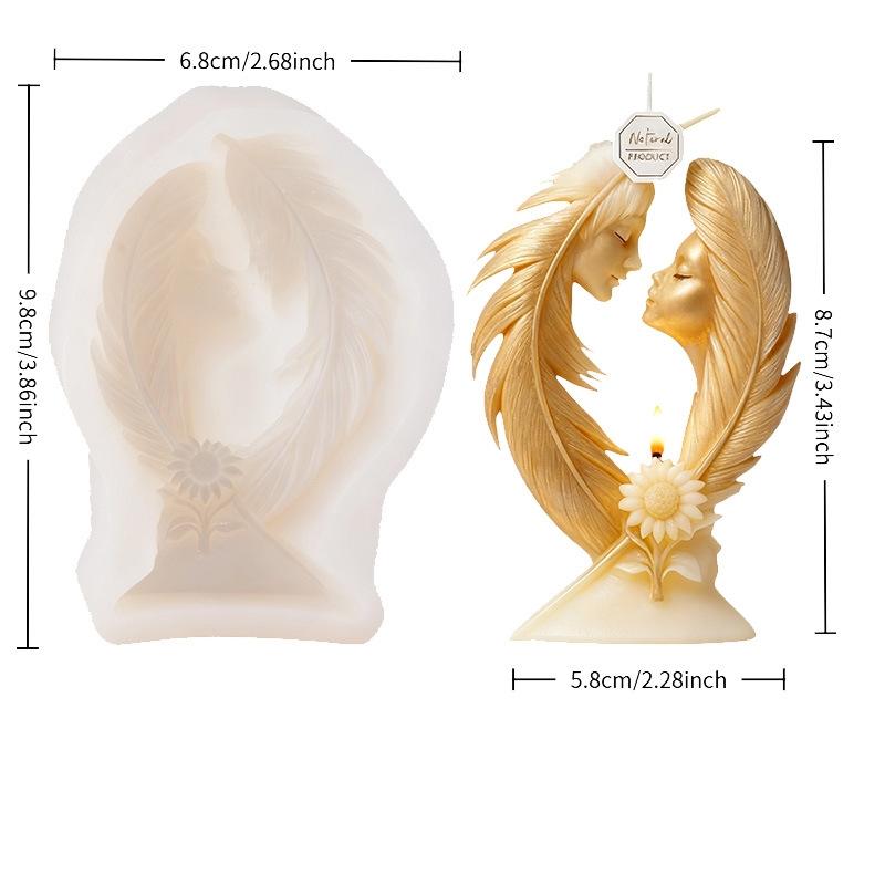 

Feather Couple Scented Candle Silicone Mold DIY Realistic Feather Portrait Mold Ornament Valentines Day Gift