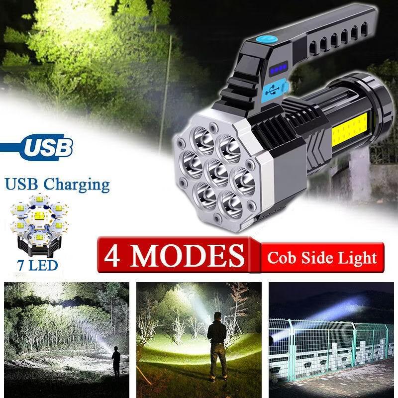 Portable Rechargeable LED Flashlight Super Bright High Power Outdoor Adventure Camping Fishing Emergency Torch Work Light