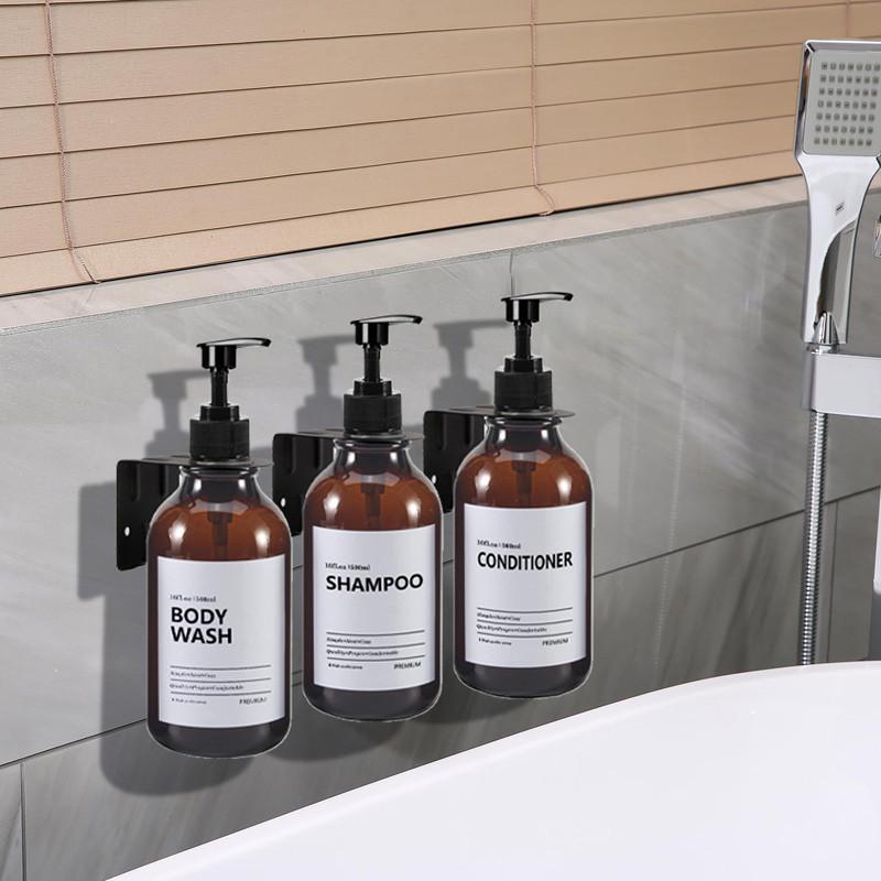 Dispenser de săpun lichid de 500 ml Balsam șampon gol reîncărcat Recipient pentru spălarea corpului cu etichetă/raft/tavă pentru baie, bucătărie