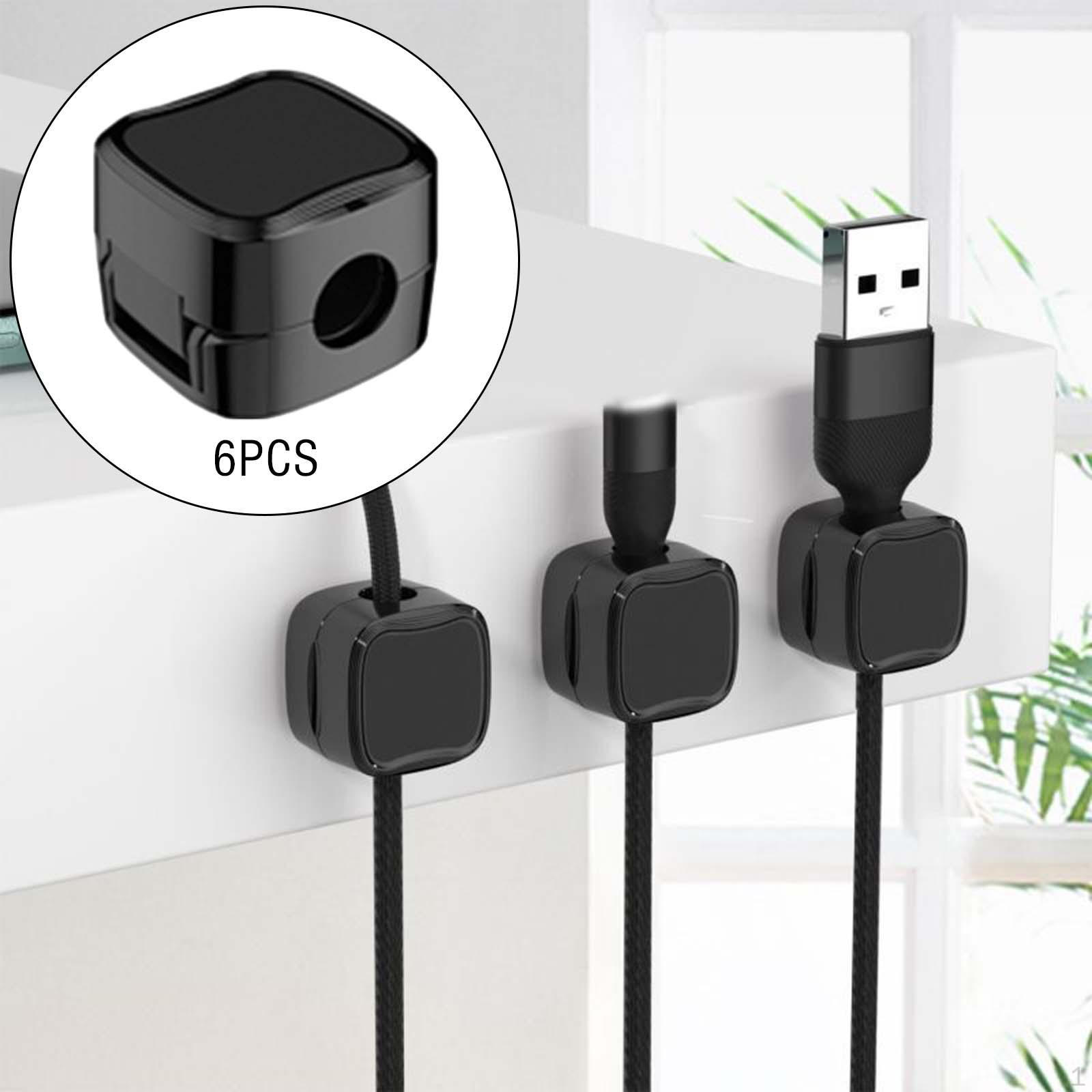 

6 шт. магнитных зажимов для кабеля, органайзер для провода зарядного устройства, настенная тумбочка чёрный