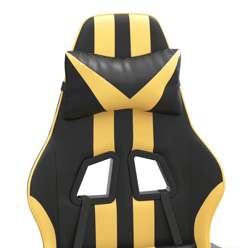 Gaming Chair In Black and Gold Synthetic Leather