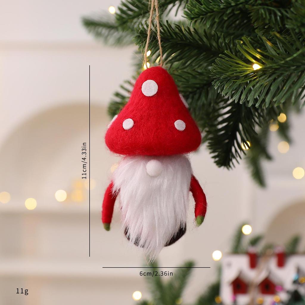 Mini Felt Mushroom Christmas Tree Ornaments