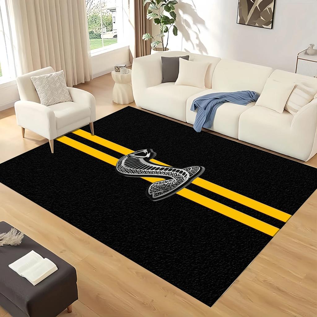 3D Mustang Racing Car Sign GTR Area Rug,Carpet Rug for Living Room Bedroom Sofa Doormat Decoration, Kids Play Non-slip Floor Mat
