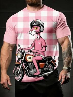 Men s Fun Pink Leopard Graphic T-Shirt Soft Round Neck Short Sleeve Casual Summer T-Shirt S