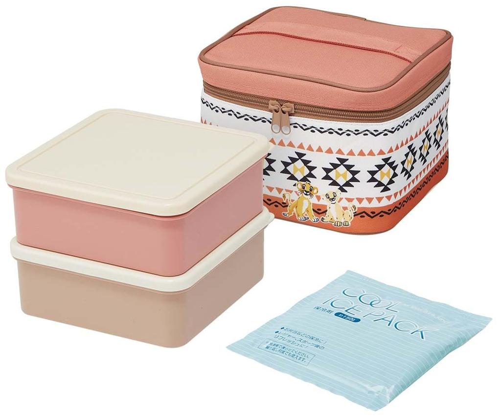 Skater Picnic Bento Box with Insulated Bag and Ice Disney Lion King Made In 2240ml Pack, Design, Japan, (KCPC2)