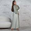 AB453 Puff Sleeve Cardigan: Elegant Long Dress & Robe Set with Hot Drill Accents