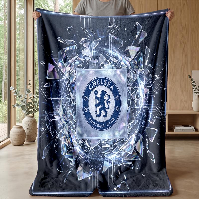 Chelsea FC Theme Blanket Soft Flannel Blanket Plush Throw Blanket Cozy Sofa Bed Blanket for Home Decor