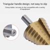 HSS Titaniums Coated Straight Grooves Step Drill Bit 4-42mm Triangular Shank Cone Drill Bit for Metal and Wood Drilling