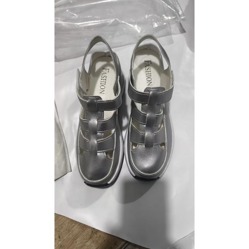 New Large Size Wedge Heel Sandals Women's Bag Head Hollowed Out Breathable Women's Large Size Muffin Thick Bottom Velcro Women