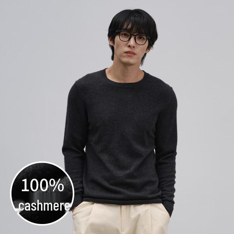 Men's Round Neck 100% Cashmere Long Sleeve Knit Sweater