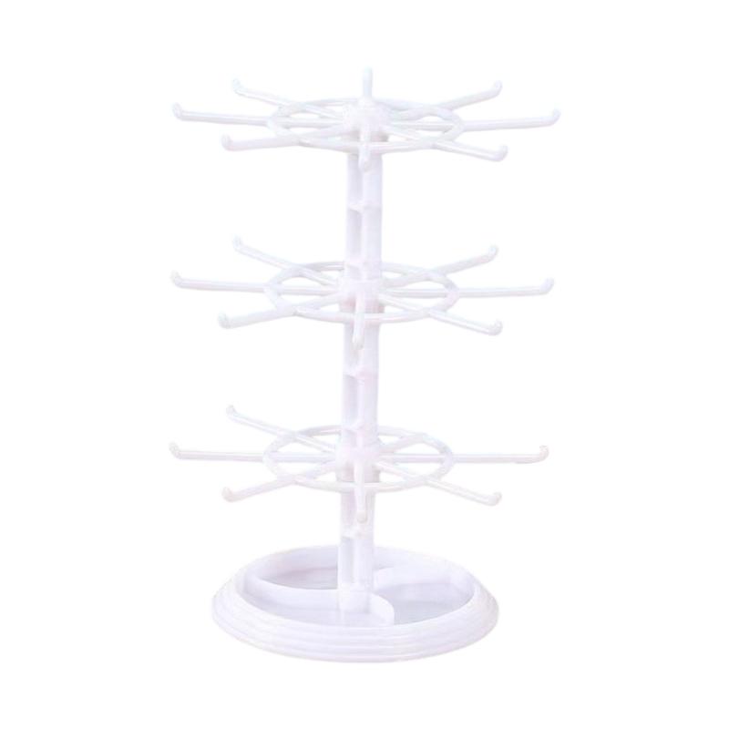 Space Saving Multilayer Rotating Jewelry Stand Plastic Texture Jewelry Holder for Compact Accessories Arrangement белый