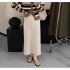 New Slimming Tassel-edge Knit Midi Skirt for Autumn and Winter, High-waisted Solid Color Elegant Simple Knitted Mid-length Skirt