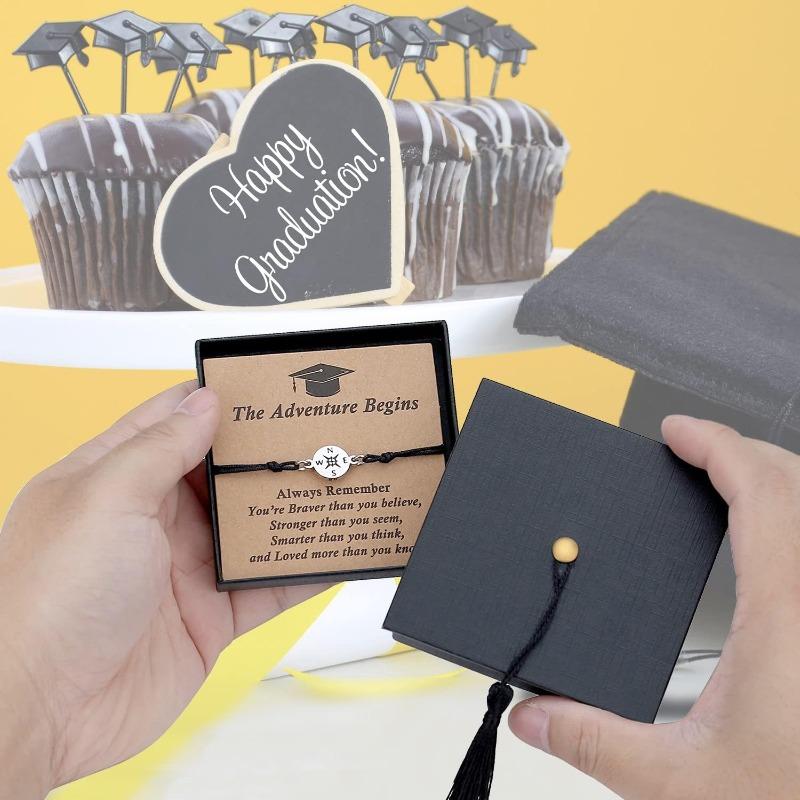 Stainless Stee 2026 Graduation Bracelet Comes in Cap Box with Quote Cards -gifts for Him Her High /College/Middle School Grads