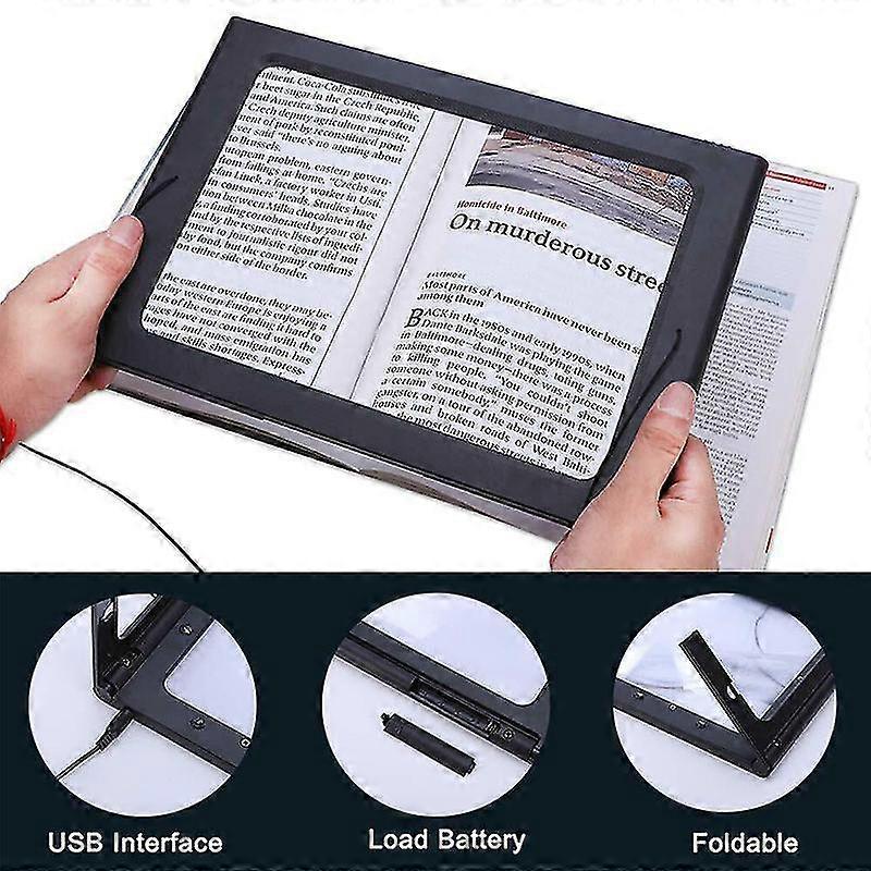 Usb Large Magnifying Glass Hands Free Reading Magnifier With Led Light