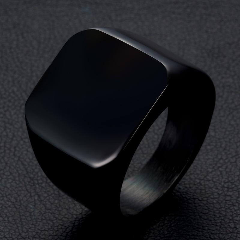 Men Ring Jewelry Anel Simple Ornaments Rings Square Big Width Signet Rings Titanium Steel Gifts Ring