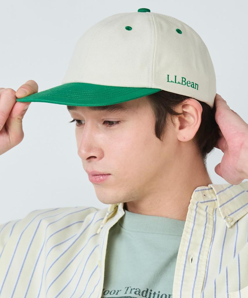 [L.L.Bean] Herren Zweifarbige Kappe aus Oxford-Stoff und Canvas, Größe L, Elfenbein/Grün, Weiß, CJ90201006