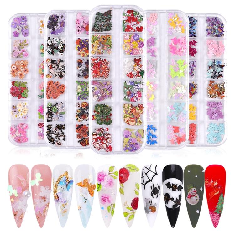 Celebrate Christmas Halloween Nail Sequins Wood Pulp Nail Art Flower for Butterf