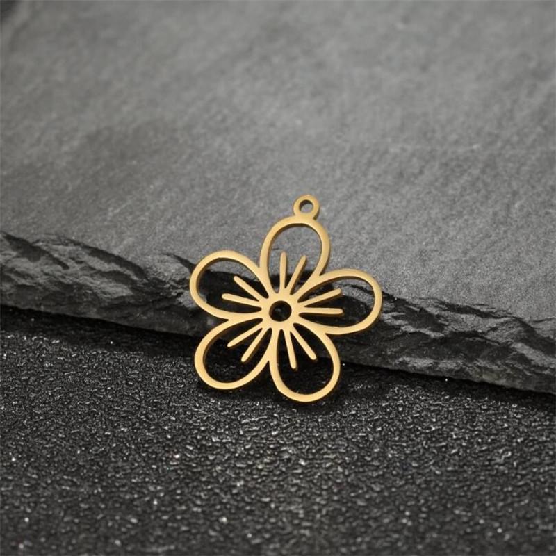 5Pcs/Lot Mini Stainless Steel Charms Fashion Metal Leaf Flower Butterfly Sun Pendants for Makings DIY Jewelry Handmade Craft