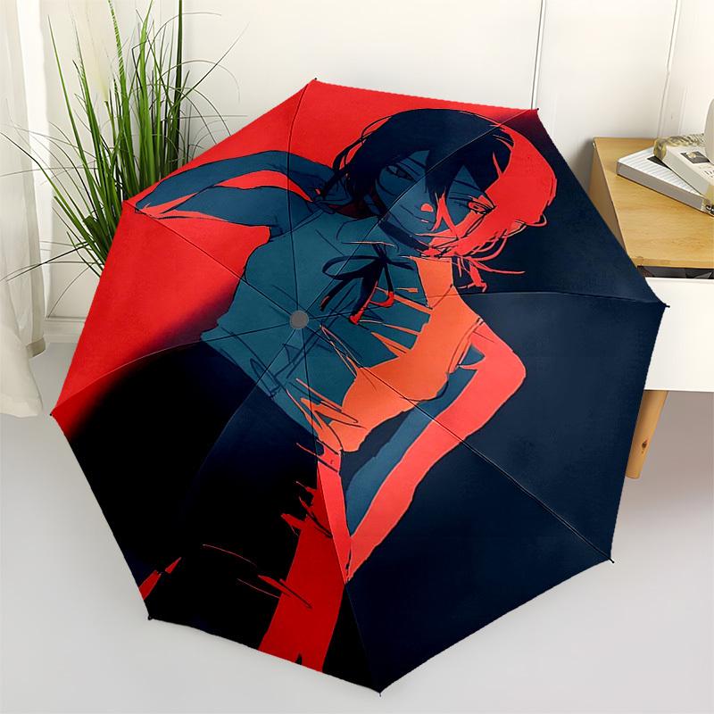 

1pc Outdoor Umbrella with Anime Character Design - Automatic Opening/Closing, Portable 3-Fold Design, 8-Rib Iron Frame - Perfect Gift for Fans, Travel