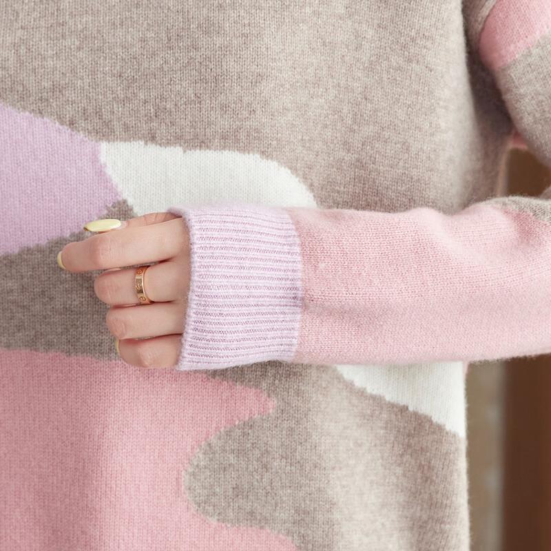 Srcr Women's Relaxed Fit Pure Wool High-Neck Colorblock Sweater