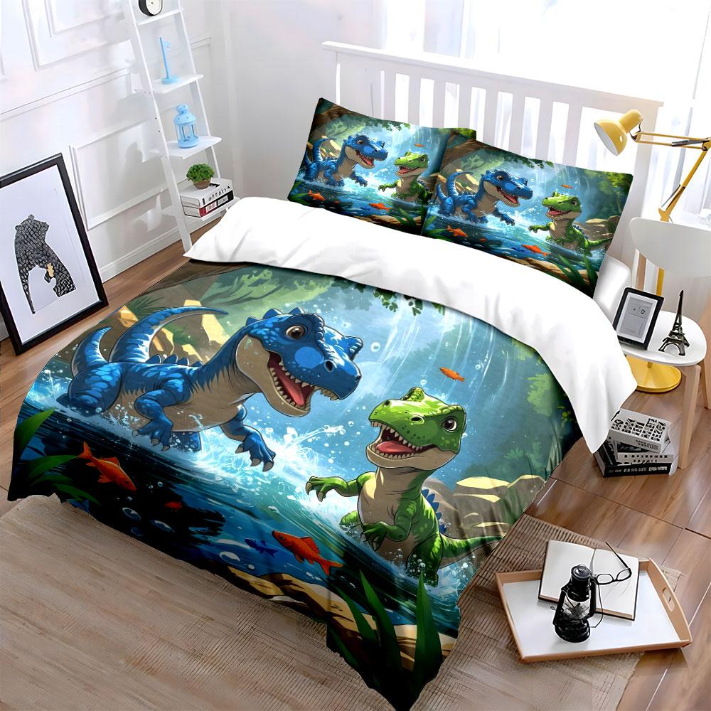 Dinosaur Kids Playset Adventure Multiple Sizes Kid'S And Adults' Bedroom Exquisite 3Pc Bedding Set, Gift