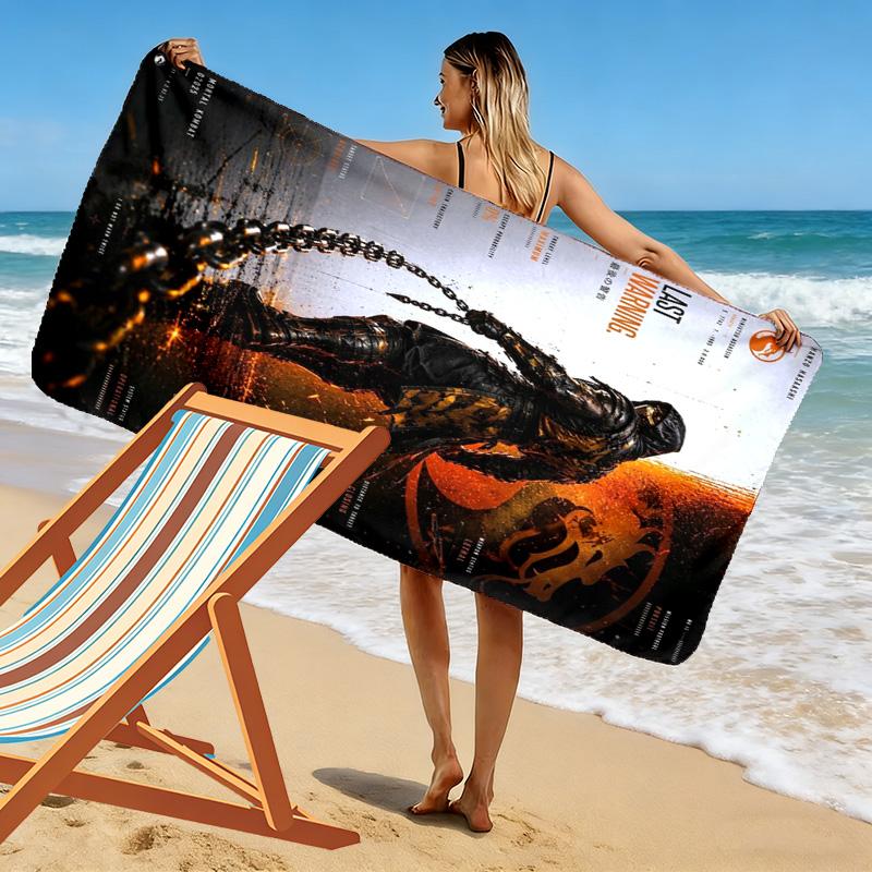 Mortal Kombat Print Beach Towel, Large Soft Quick Dry Towel for Beach Camping Swimming