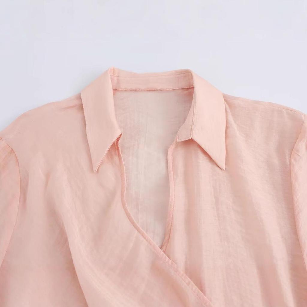 2025 Spring Women's European & American Double-Breasted Long Sleeve Lapel Shirt