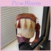 Ethnic Style Woven Bucket Bag With Tassels For Daily Casual Wear