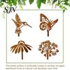 Rust Colored Garden Accents Rusty Silhouette Stake, Rustic Flower Pot Insert for Patio, Vintage Metal Stakes Bird Bee Butterfly And Ladybug