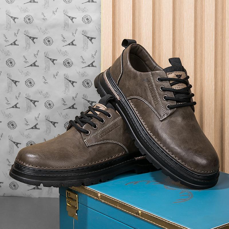 

Мужская обувь 2025 новая британский стиль весна и осень износостойкая повседневная деловая кожаная обувь мужская ретро низкая нескользящая рабочая обувь 44